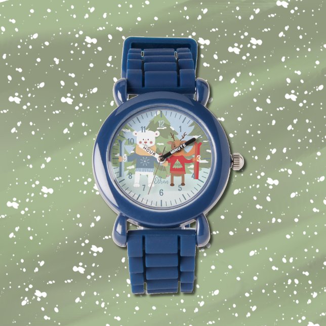 Reloj De Pulsera Oso polar y reno con esquís infantil (Subido por el creador)