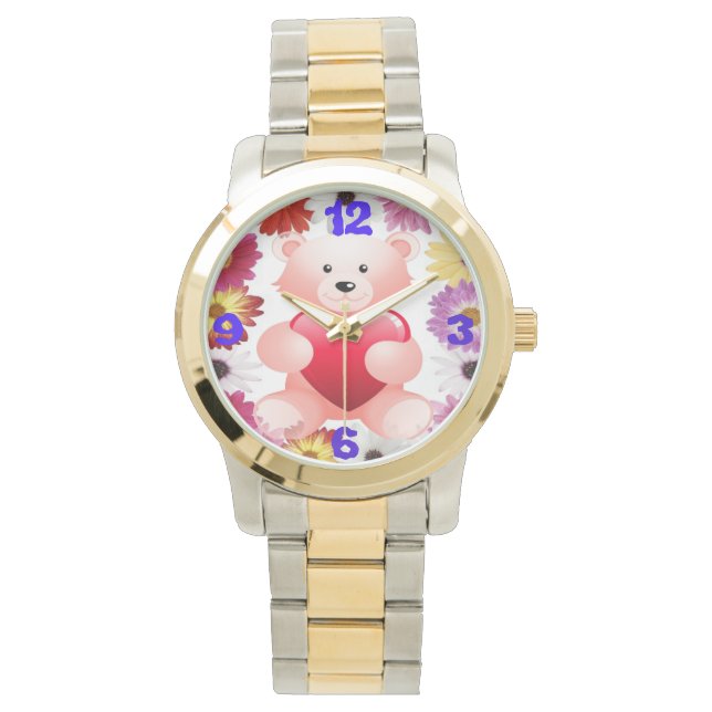 Reloj De Pulsera Oso rosa Teddy Oso de amor (Anverso)