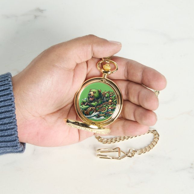 Reloj De Pulsera Osos animados montando un auto verde (Mano)