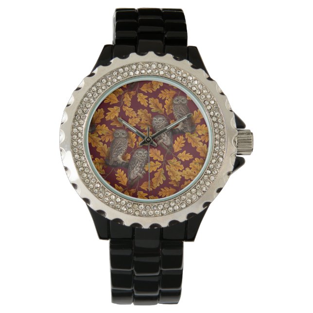 Reloj De Pulsera Otoño de otoño en rojo oscuro (Anverso)