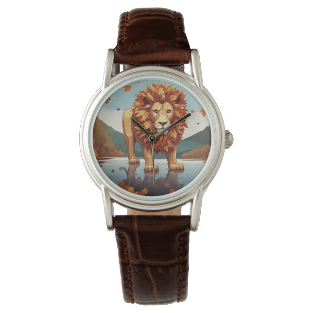 Reloj De Pulsera Otoño deja león macho (Anverso)