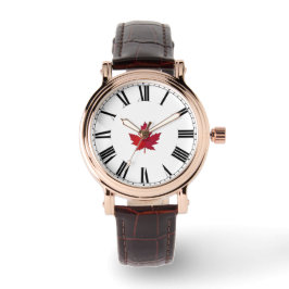 Reloj De Pulsera Otoño Temporada de Maple Leaf Canada Leather Watch