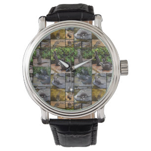 Reloj De Pulsera Otter Collage de fotos, Mens Leather Big Face Watc