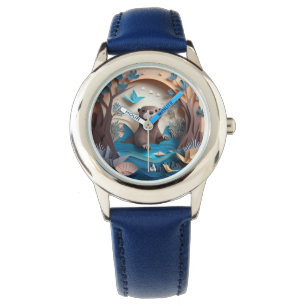 Reloj De Pulsera Otter de origami de papel en agua 3D