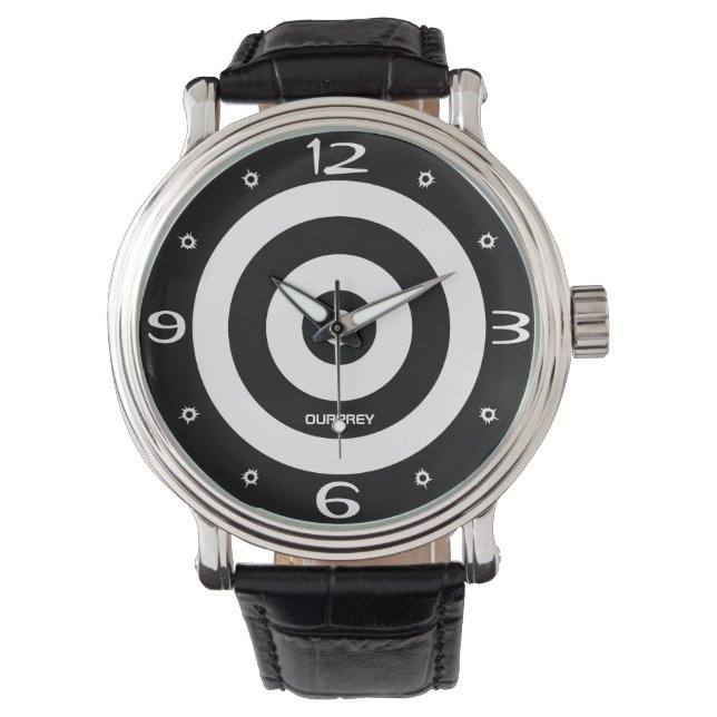 Reloj De Pulsera Ourprey Time Shooting Target Bullet Holes (Anverso)