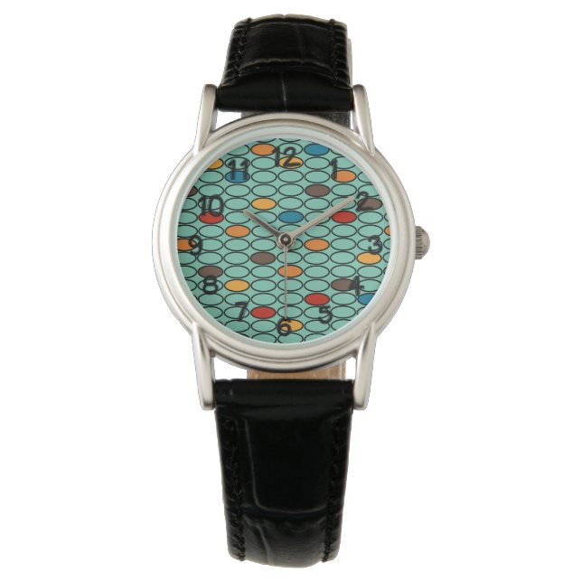 Reloj De Pulsera Ovales azules de los años 1970 (Anverso)