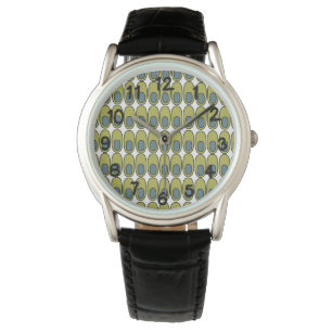 Reloj De Pulsera Ovalos verdes y grises que se repiten