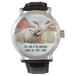 Reloj De Pulsera Oveja acuarela con cita religiosa