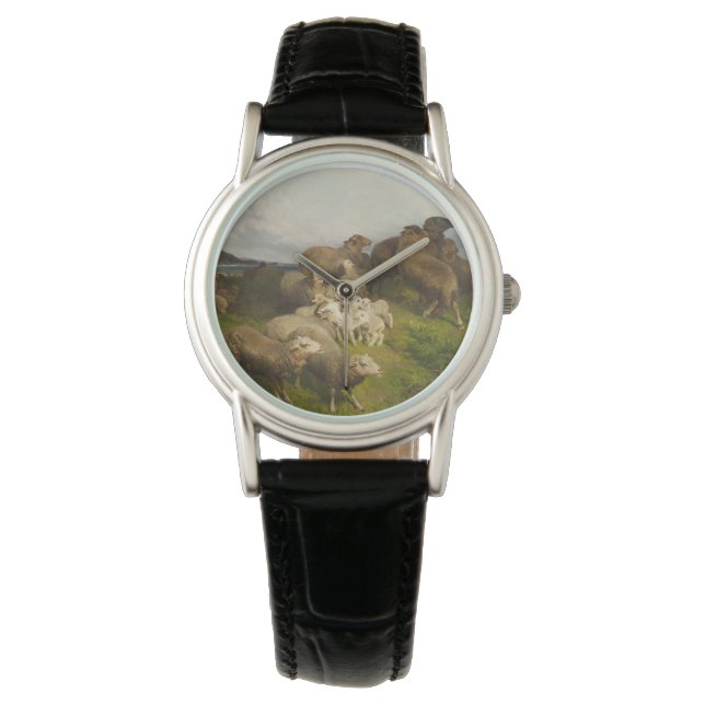 Reloj De Pulsera Oveja en una pradera (por August Friedrich Schenck (Anverso)