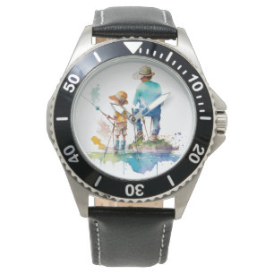 Reloj De Pulsera Padre e hijo acuarela Ilustracion Ai Art