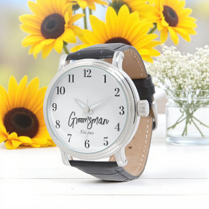 Reloj De Pulsera Padrino de boda en negro y blanco con guion