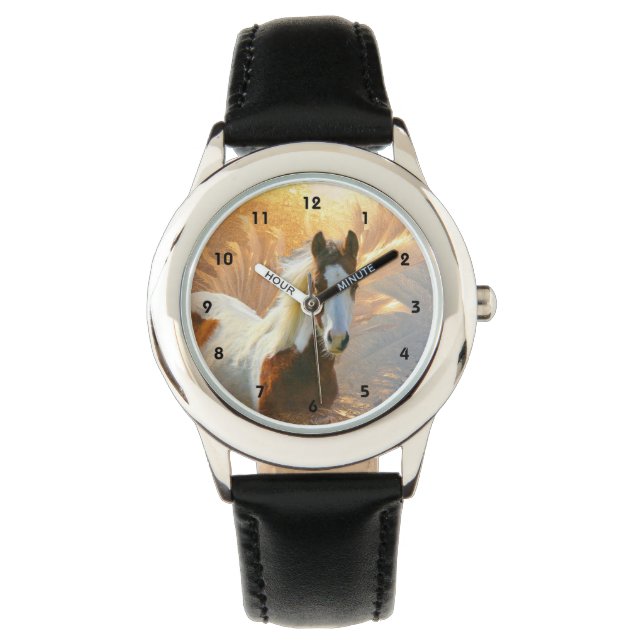 Reloj De Pulsera Paint Horse Stainless Steless Kids Watch (Anverso)