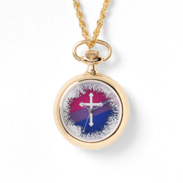 Reloj De Pulsera Paint Splatter Bisexual Orgullo Cruz Cristiana