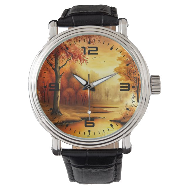 Reloj De Pulsera Paintaje paisajístico de otoño-87546 (Anverso)