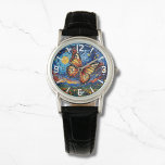 Reloj De Pulsera Painted Butterfly Starry Night Sky Elegant Womans<br><div class="desc">Painted Butterfly Starry Night Sky Elegant Womans Watches features a trendy colorful painted butterfly with the moon and stars in the background. Created by Evco Studio www.zazzle.com/store/evcostudio</div>