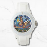 Reloj De Pulsera Painted Butterfly Starry Night Sky Elegant Womans<br><div class="desc">Painted Butterfly Starry Night Sky Elegant Womans Watches features a trendy colorful painted butterfly with the moon and stars in the background. Created by Evco Studio www.zazzle.com/store/evcostudio</div>