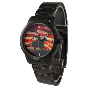 Reloj De Pulsera País Patriótico Bandera Occidental De Vaquero Amer