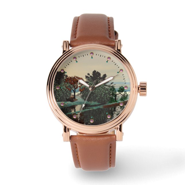 RELOJ DE PULSERA PAISAJE ALIEN, ÁRBOLES, HIPERIA LAGUNA (Anverso)