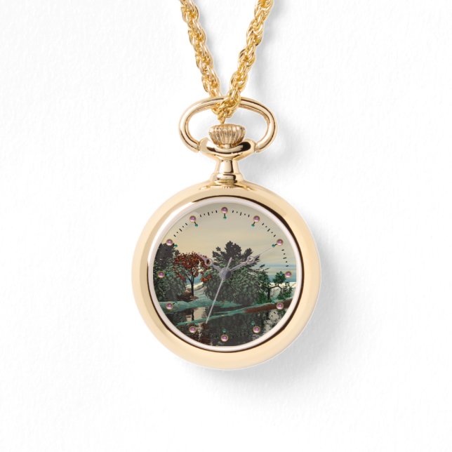 RELOJ DE PULSERA PAISAJE ALIEN, ÁRBOLES, HIPERIA LAGUNA (Anverso)