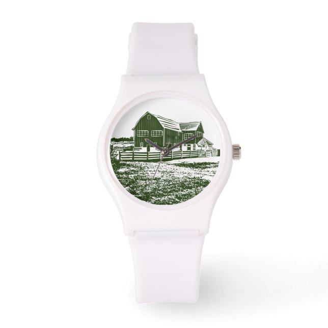Reloj De Pulsera Paisaje campestre estilo madera casa de campo (Anverso)
