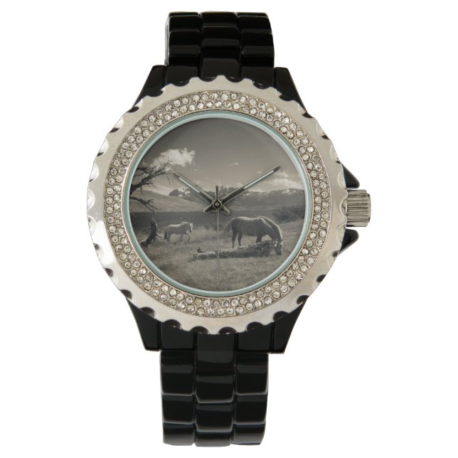 Reloj De Pulsera Paisaje con caballos (Anverso)