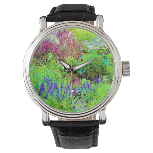 Reloj De Pulsera Paisaje de Green Spring Garden con peonies (Anverso)