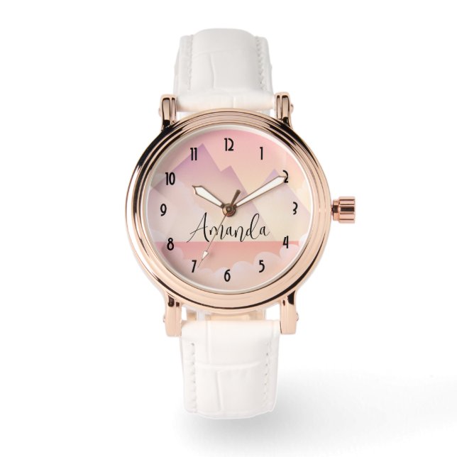 Reloj De Pulsera Paisaje de la montaña Dreamy Pastel (Anverso)