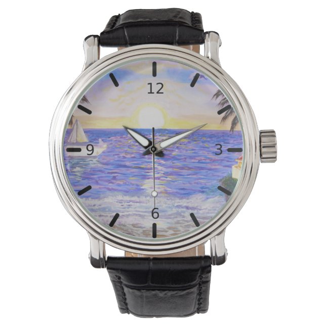 Reloj De Pulsera Paisaje de la playa (Anverso)