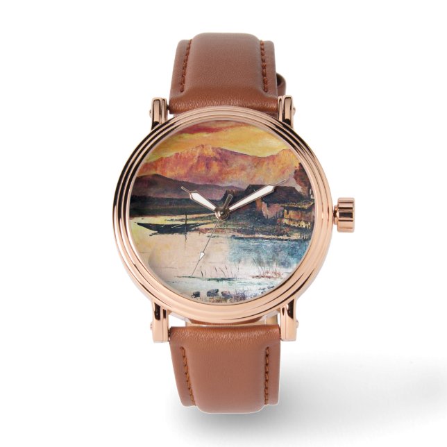 RELOJ DE PULSERA PAISAJE DE MONTAÑA ROSA LAGO ALPINE SUNSET (Anverso)