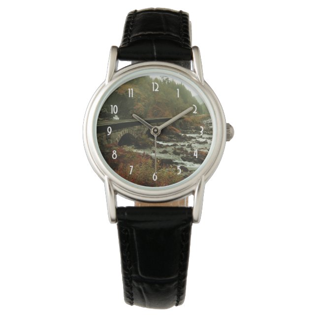 Reloj De Pulsera Paisaje de otoño bosque y río (Anverso)