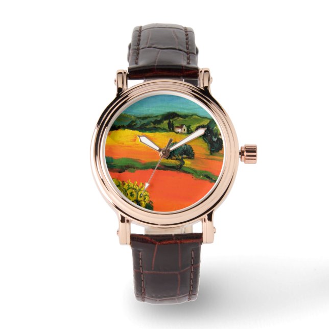 RELOJ DE PULSERA PAISAJE DE TOSCANA CON SIMPATIZANTES (Anverso)