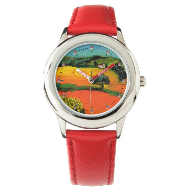 RELOJ DE PULSERA PAISAJE DE TOSCANA CON SIMPATIZANTES (Anverso)