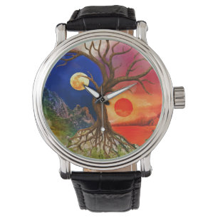 Reloj De Pulsera Paisaje del árbol Yin Yang