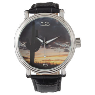 Reloj De Pulsera Paisaje del desierto Saguaro Sunset III Arizona