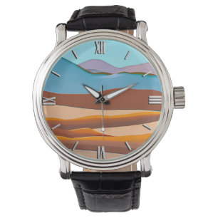 Reloj De Pulsera Paisaje desértico en naranja óxido y aqua