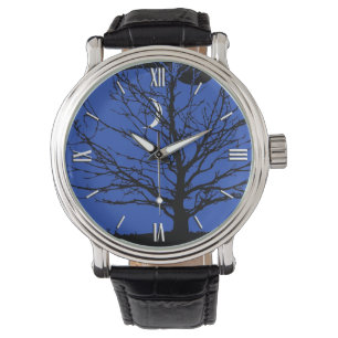 Reloj De Pulsera Paisaje lunar en azul cobalto y negro