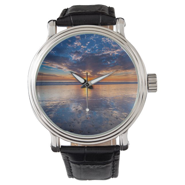 Reloj De Pulsera Paisaje marino dramático, puesta de sol, CA (Anverso)