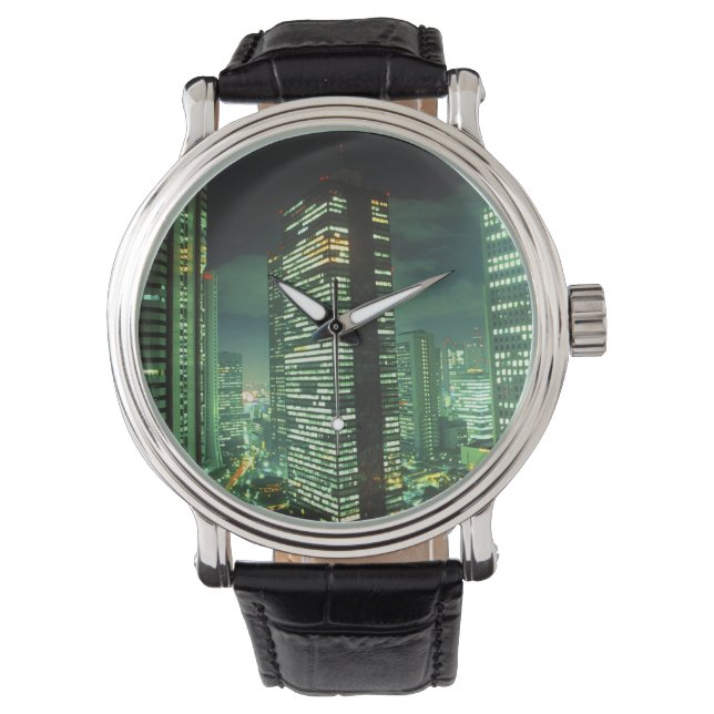 Reloj De Pulsera Paisaje nocturno, Shinjuku, Tokio, Japón (Anverso)
