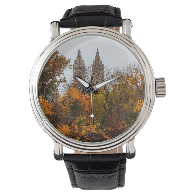 Reloj De Pulsera Paisaje otoñal Foto de Central Park (Anverso)
