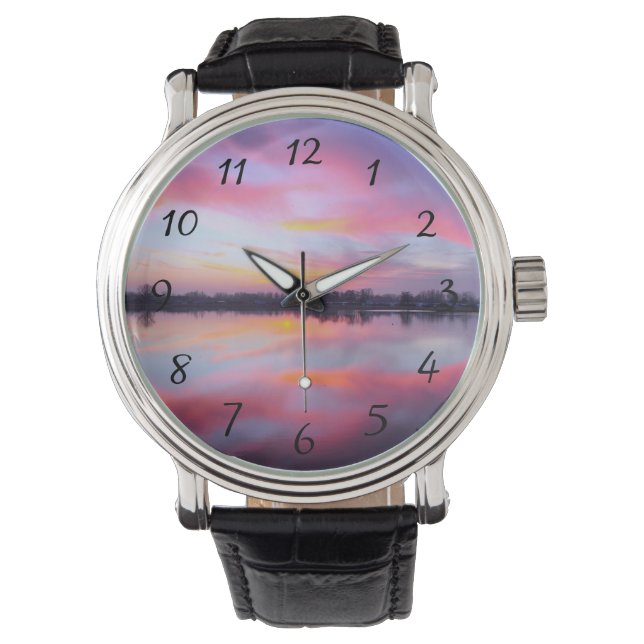Reloj De Pulsera Paisaje rosa escénico (Anverso)