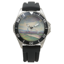 Reloj De Pulsera Paisaje rural con río (por Maximilien Luce)