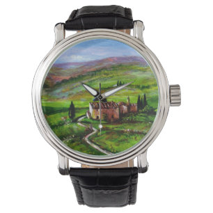 RELOJ DE PULSERA PAISAJE TOSCANO CON COLINAS VERDES