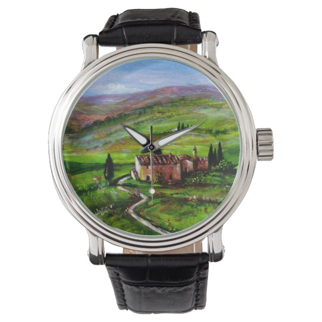 RELOJ DE PULSERA PAISAJE TOSCANO CON COLINAS VERDES (Anverso)