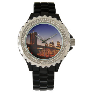 Reloj De Pulsera Paisaje urbano de Nueva York con puente sobre río