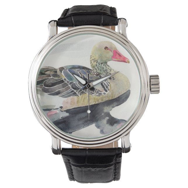 Reloj De Pulsera Pájaro acuarela de dibujo a mano, pato (Anverso)