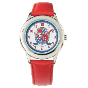 Reloj De Pulsera Pájaro azul rojo del escudo conocido del