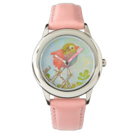 Reloj De Pulsera Pájaro chiflado en una valla