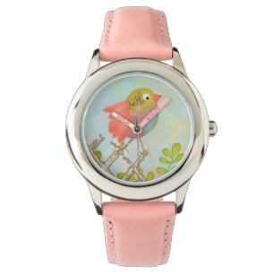 Reloj De Pulsera Pájaro chiflado en una valla