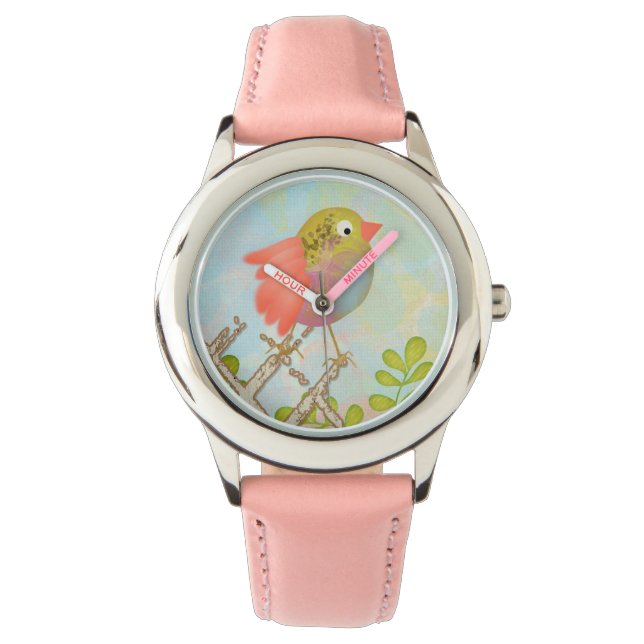 Reloj De Pulsera Pájaro chiflado en una valla (Anverso)
