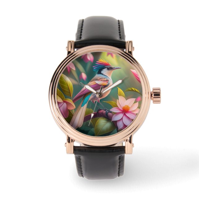 Reloj De Pulsera Pájaro de fantasía Jay con cresta de arcoíris (Anverso)